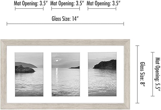 Americanflat 4x6 Collage Picture Frame with Shatter-Resistant Glass - Fits Three 4x6 Photos or Use as One 8x16 Picture Frame - Signature Collection - Collage Frames for Tabletop and Wall - Driftwood