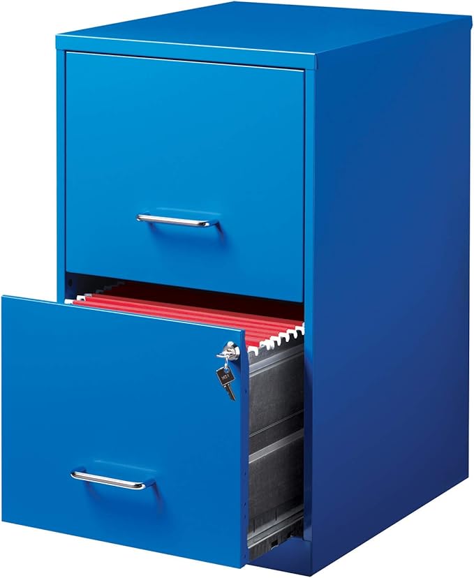 18in. 2 Drawer Metal SOHO Vertical File Cabinet, 18 in, Classic Blue