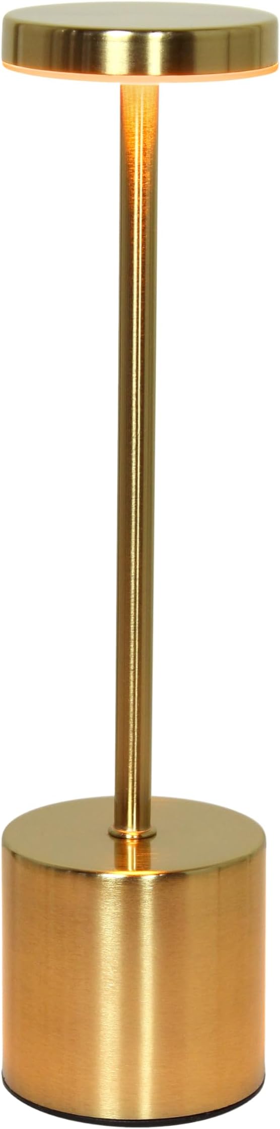 Simple Designs LD1083-GLD 12.75" Mushroom Magic Disc Dimming & Rechargeable Cordless 4-Way Touch Sensor Stick Desk Lamp, Gold