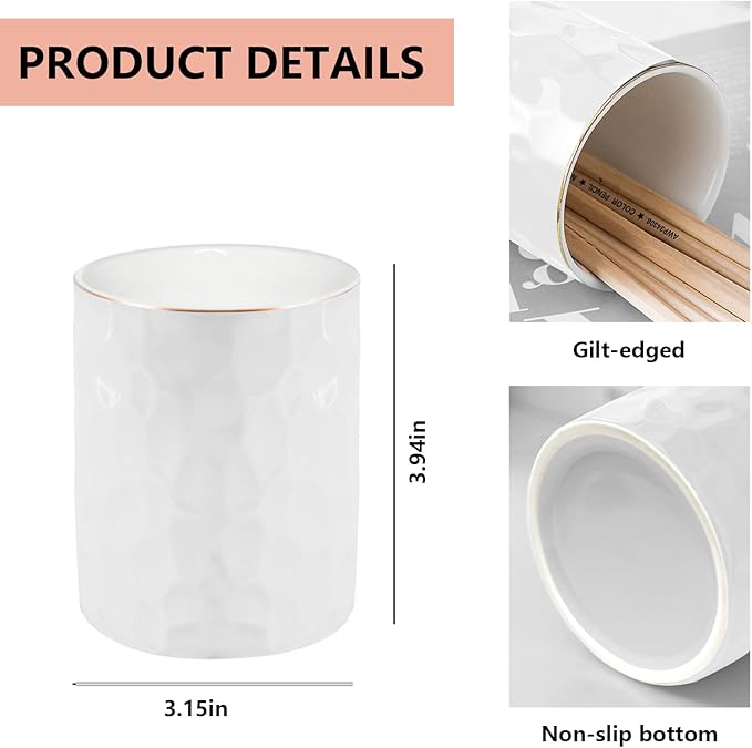Aesthetic Desk Accessories Set of 2 For Your Office Desk Decor - Sturdy Concrete Desktop Accessories For Women or Men Enhance Any Office Decor - Set incl. Ceramic Pen Holder and Paper Clip Holder