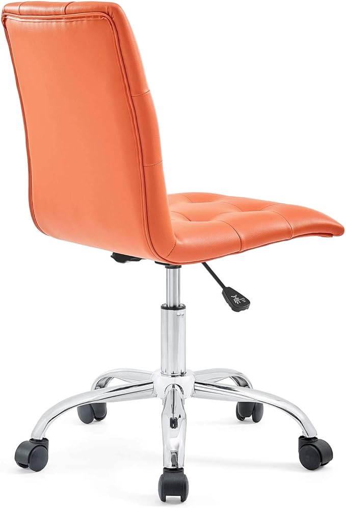Modway Prim Ribbed Armless Mid Back Swivel Conference Office Chair In Orange