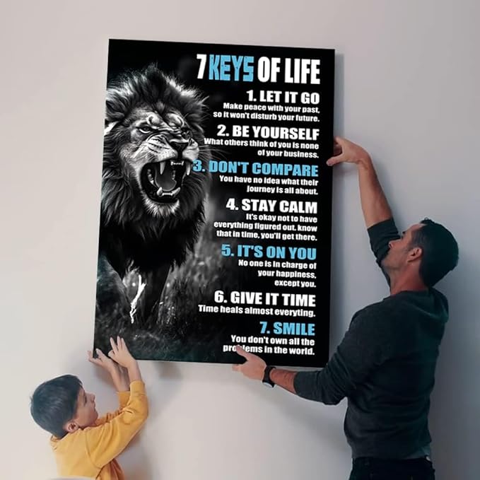 Inspirational Loin Wall Art Motivational Pictures Wall Decor Artwork Modern Animals Canvas Painting Prints Art Living Room Home Office Decor Framed 18" Wx24 H