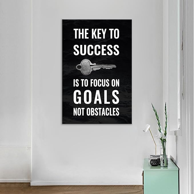 Motivational Poster Wall Art Success Inspirational Quotes Print on Canvas Positive Energy Theme Picture Painting Wall Decor Artwork for Modern Home Living Room Classroom Ready to Hang [24''Wx36''H]