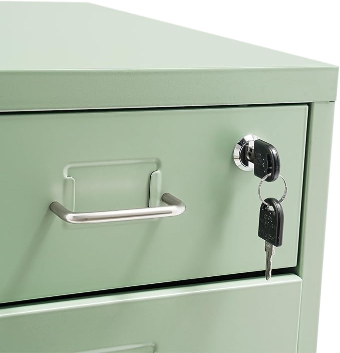 6-Drawer Metal File Cabinet, Metal Filing Storage Vertical Cabinets with Lock Home Office Filing Cabinets for Organization Hanging Letter/Legal/F4/A4 (Green)