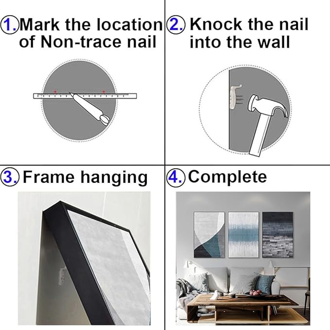 ARTKN Modern Wall Art Set of 3, Abstract Canvas Blue Wall Art for Living Room Bedroom Office,Navy Large Framed Wall Decor(Blue, 24" X 32" X 3 pieces)