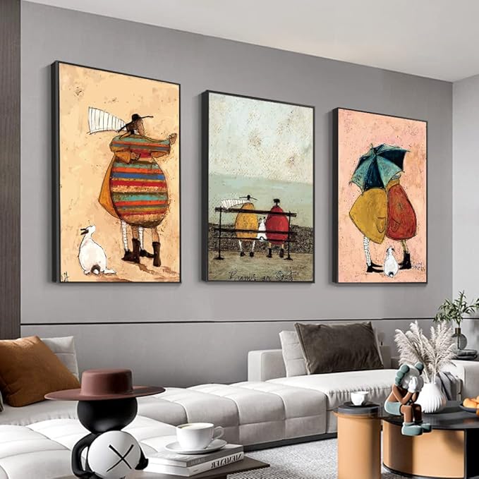 Aesthetic Abstract Canvas Framed Wall Art Large Size 24" X 16" X 3 Pieces Modern Art Natural Minimalist Posters Prints Living Room Bedroom Bathroom Kitchen Office Wall Decor (Grey)