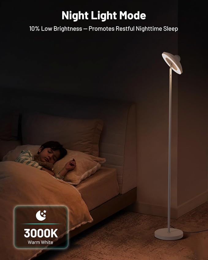 RGB Floor Lamp with Star Projector & Remote Control, Dimmable LED Standing Tall Lamp 15W, Stepless Adjustable 3000-6000K Color, 69" Modern White Corner Torchiere Light for Bedroom, Living Room