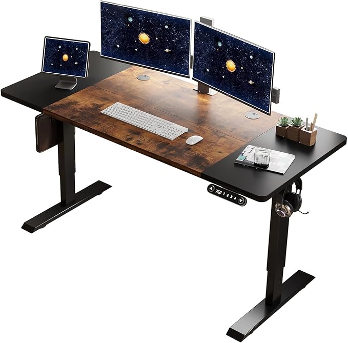 63 Inch Electric Standing Desk, Height Adjustable Sit Stand Desk with Memory Control and Spacious Desktop for Home Office