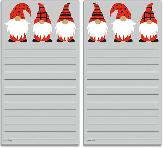Current Christmas Gnomes Magnetic Notepad Set – Set of 2 Memo Pads, 60-Sheet Pads, 3½ x 6½ Inches, Shopping List, To-Do Notes, Printed in The USA