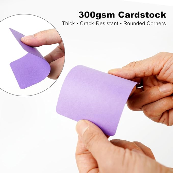 100 Sheets ATC Cards, 300gsm Thick Cardstock, Approx. 2.5" x 3.5" Rounded Corner Artist Trading Cards, 10 Colors Double-Sided Blank Cards for Scrapbooking, Journaling & DIY Crafts