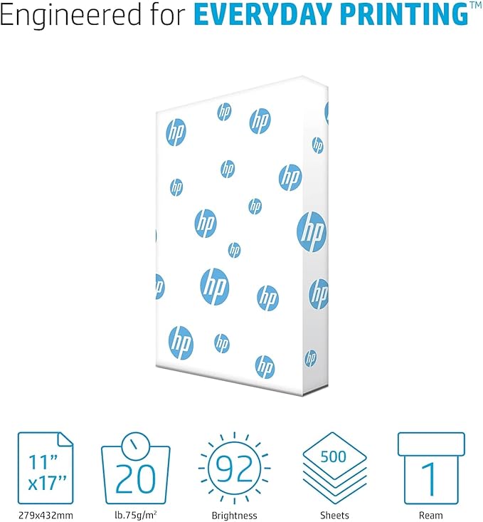 HP 172000 Office Ultra-White Paper, 92 Bright, 20lb, 11 x 17, 500/Ream