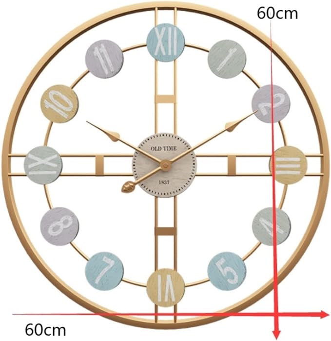 Wall Clock Wall Clock Wall Clock Metal Wall Clock Silent Wall Clock Easy to Read No Ticking Sound Suitable for Living Room Office Home Decoration Clock (B 60 * 60cm)