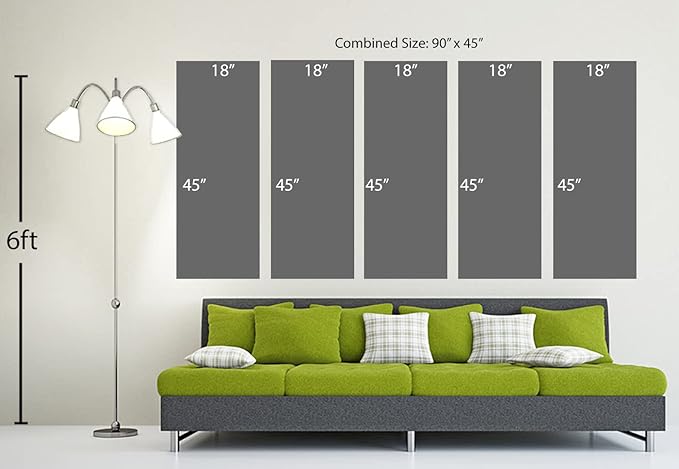 90 x 45 TOTAL - Landsape of lines Wall Art Canvas Geometric Print modern minimalis, office art - 5 Panel Split