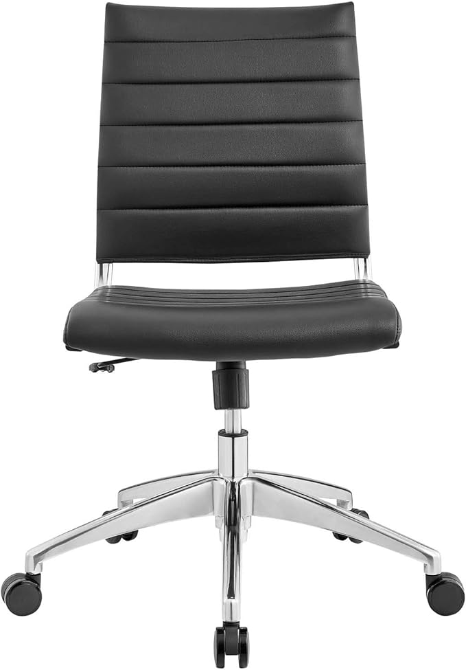 Modway Jive Ribbed Armless Mid Back Swivel Conference Chair In Black
