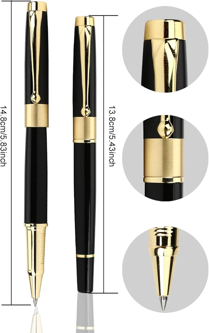 YIVONKA Ballpoint Pen Black Refill,Luxury Ballpoint Line width 0.5mm,Best Ball Pen Gift Set for Men & Women Professional Executive,Office,Nice BallPens Classy Gift Box (Black)
