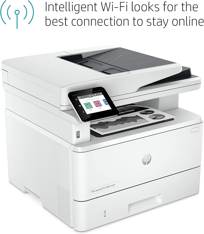 HP Laserjet Pro MFP 4101fdw Wireless Black & White All-in-One Laser Printer, Scanner, Copier, Fax, Best-for-Office (2Z619F)