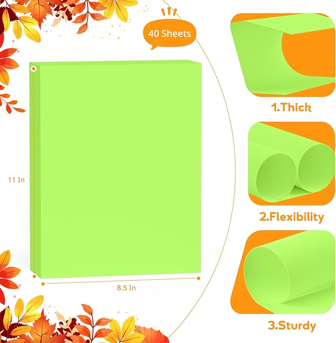Green Cardstock 8.5 x 11, Colored Card Stock 40 Sheets Light Green Paper Cardstock Paper for Invitations, Art, Drawing, Menu, DIY Card, Tag, Card Making, Craft, Certificate, Printing