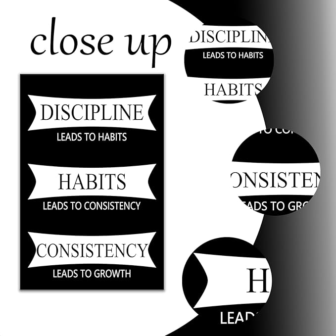 Discipline Habits Consistency Inspirational Canvas Wall Art for Office Motivational Picture Print Positive Sign Painting Poster Artwork for Living Room Workplace Wall Decor Ready to Hang [24''Wx36''H]