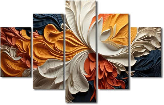 Abstract Canvas Wall Art Decor for Living Room Wall Art Modern Colored Strips Painting Artwork Prints on Canvas 5 Panel Canvas Poster for Bedroom Office Wall Decoration Ready to Hang 60x40 in