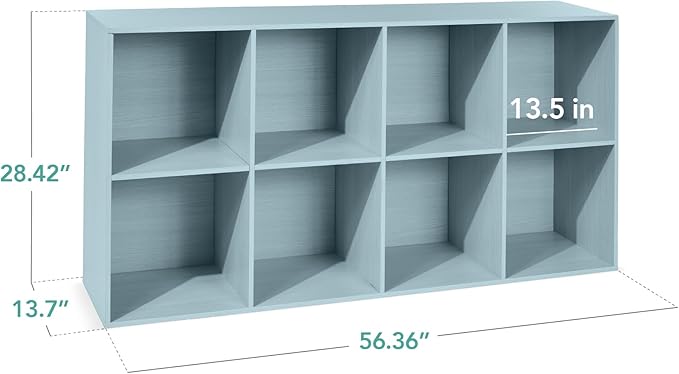 Best Choice Products Kids Bookcase 8-Cube Storage Organizer, 13.5in Shelf Opening, Bookshelf, Toy Storage, Customizable w/ 3 Removable Back Panels – Light Blue