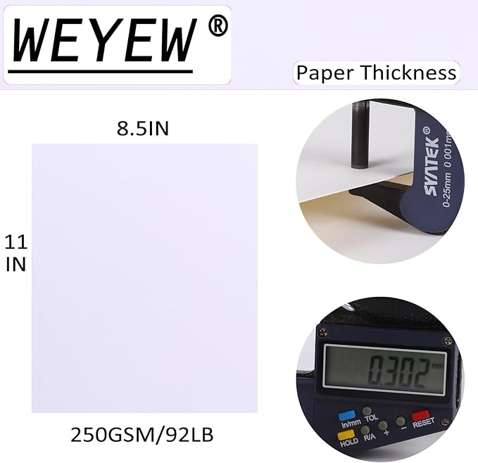 100 Sheets Cardstock 10 Light Color, 8.5" x 11", 92 LB/250 GSM for Card Making, Craft, Party Decors, Kids School Supplies