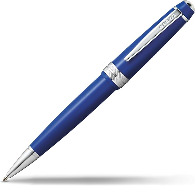 Cross Bailey Light Polished Blue Resin Ballpoint Pen - Professional Pen for Effortless Writing - Journaling, Note-Taking & More - Black Ink - Easy Handling - Includes Gift Box