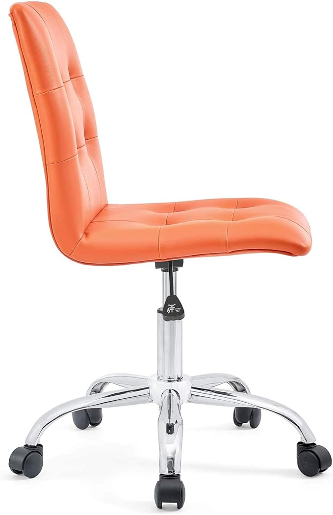 Modway Prim Ribbed Armless Mid Back Swivel Conference Office Chair In Orange
