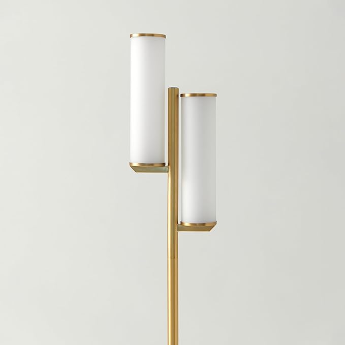 Brightech Gemini Dimmable Floor Lamp with Two Lights - Modern Tall Tree Lamp for Bedroom, Office, Living Room - Gold/Brass