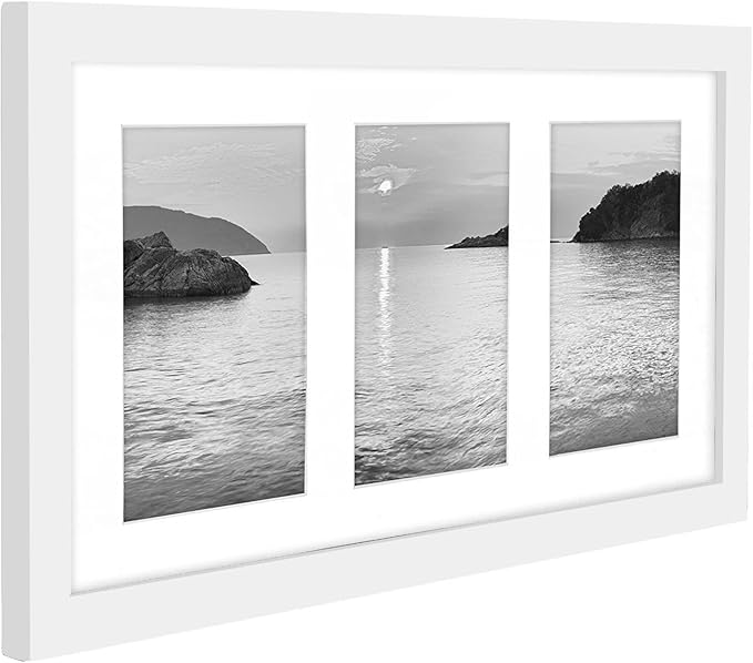 Americanflat 4x6 Collage Picture Frame with Shatter-Resistant Glass - Fits Three 4x6 Photos or Use as One 8x16 Picture Frame - Signature Collection - Collage Frames for Tabletop and Wall - White