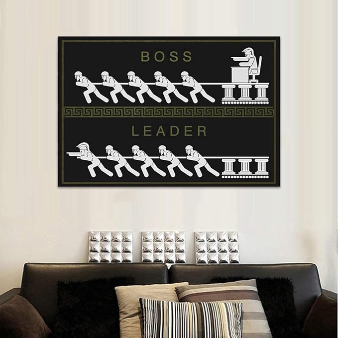 Yatsen Bridge Modern Inspirational Gym Canvas Leader and Boss Painting Entrepreneur Leadership Motivational Quotes Painting Artwork Stretched Ready to Hang for Home Office Decor - 28''Hx44''W