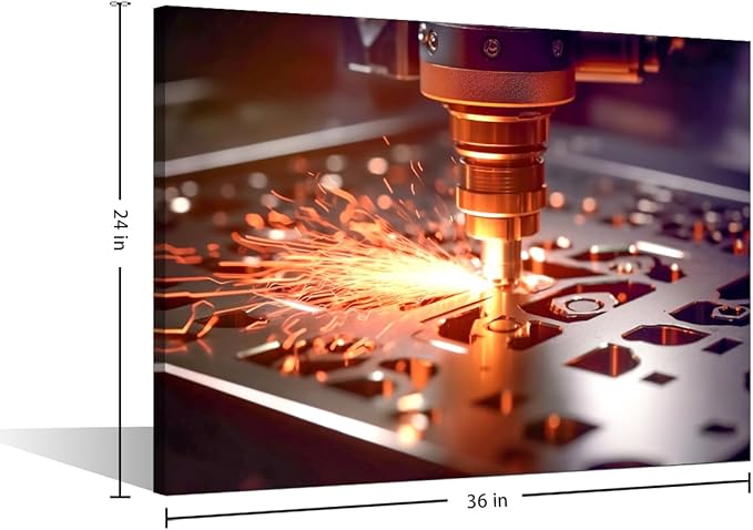 CNC Milling Machine Pictures for Bedroom Wall Decor Canvas Prints Wall Art Machine Wall Painting Posters Modern Framed Art Wall Decor HD Waterproof Large Canvas Wall Art, 24" x36"