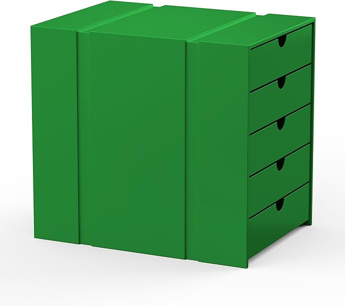 Modern Steel 5-Drawer File Cabinet For Desk, Document Storage Box, Office Desktop Filing Organizer, Drawer Organizer, desk caddy (Green)