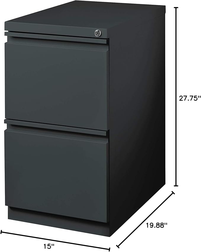 Hirsh Industries 20" Deep 2 Drawer Mobile File Cabinet File in Charcoal