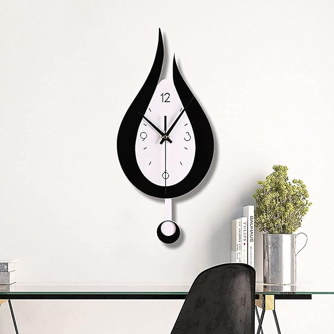 Wall Clock Wall Clock 3D Modern Wall Clock Decor Decorative Office Wall Clock with Pendulum Silent Numerals Water Drop Wall Clock Modern Clock (B 17 * 38cm)