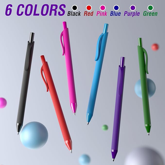50 Pack Purple Ink Pens - Bulk Pens, 1.0MM Medium Point Ballpoint Pens, Smooth Writing No Bleed Retractable Ball Point Pen (Purple)