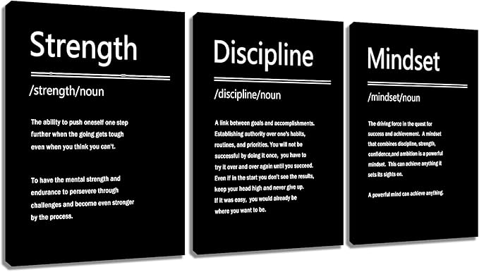 Motivational Posters Office Print Wall Art 3 Pieces Inspirational Entrepreneur Quotes Posters Printed on Canvas Pictures Painting Artwork for Living Room Gym Office Frame Ready to Hang [60''Wx28''H]