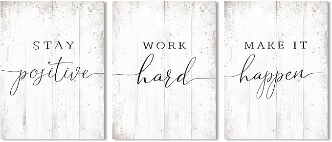 Inspirational Quotes Office Wall Art: Motivational Poster Positive Sayings Office Wall Decor, White Motivation Picture Inspirational Prints 6 Piece 12x16"