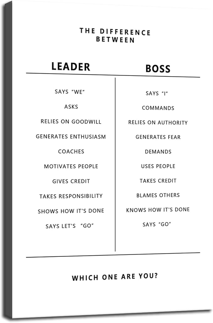 Inspirational Wall Art Canvas Painting Leader and Boss Leadership Picture Motivational Entrepreneur Prints Posters Artwork Home Living Room Office Wall Decor Framed Ready to Hang[24''W x 36''H]