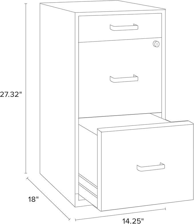 Hirsh Space Solutions 18" Deep Modern Metal Organizer File Cabinet with Cam Lock, 3-Drawer, Letter-Size, for Small Home/Home Office in Yellow