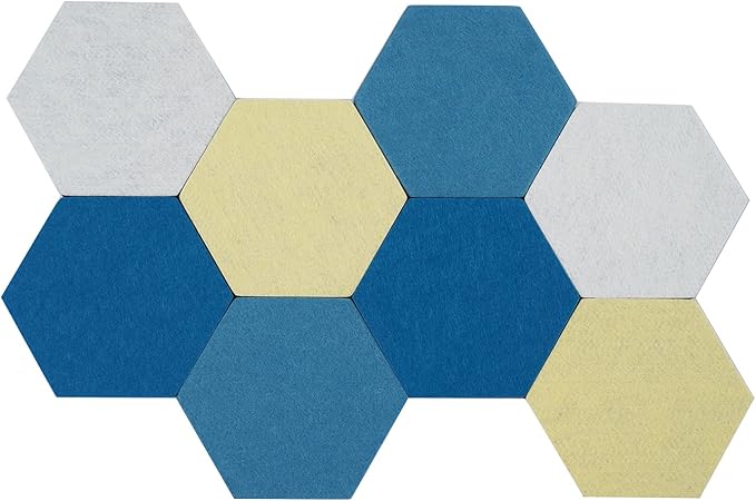 8Pcs Hexagon Felt Cork Board Tiles Self Adhesive Bulletin Board, Pin Board for Wall Decor Memos Photos Display (Set A)