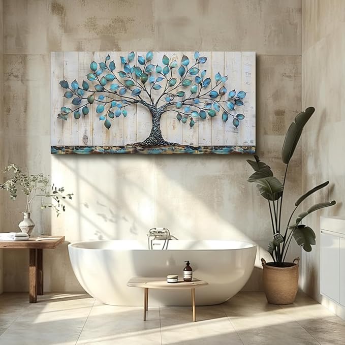 QIYILEXWART Canvas Wall Art For Living Room Large Wall Decor For Office Bedroom Decorations Green Tree Landscape Pictures Abstract Painting Artwork Room Wall Mural Aesthetic Home Decor 30x60 In