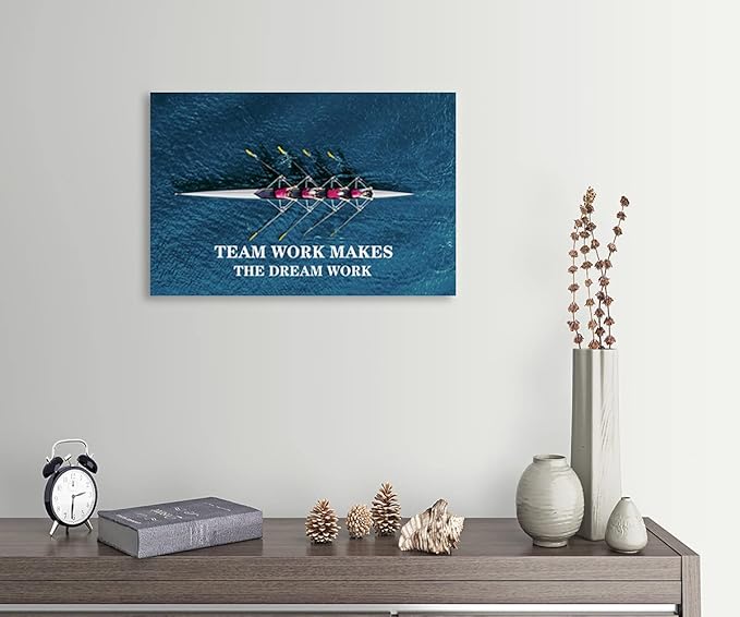 Motivational Wall Art Motivational Poster Team Work Makes The Dream Entrepreneur Canvas Printmaking Inspiring Motto Picture Modern Art Home Office Decoration Ready to Hang[12''W X 18''H]