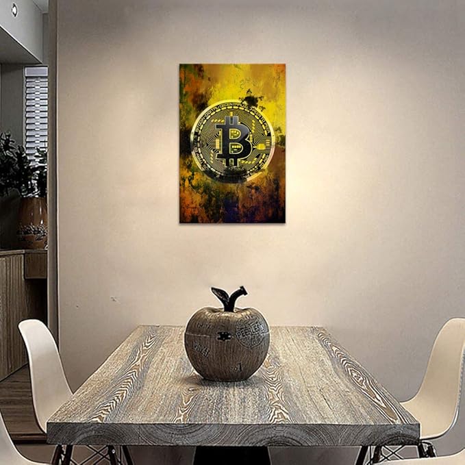 Modern Inspirational Canvas Wall Art Bitcoin Motivational Painting Hodl Crypto Btc Inspiration Motivation Posters Cryptocurrency Trader Hodler Artwork for Office Home Wall Decorations (12x16 in)