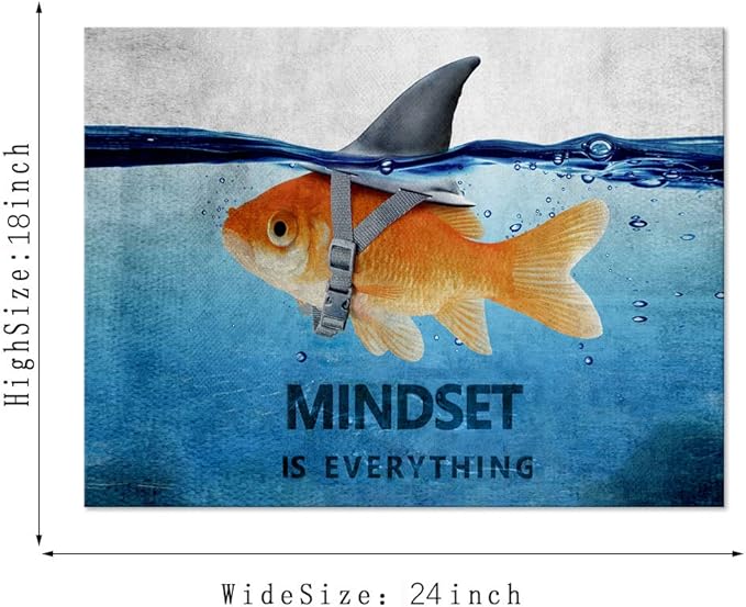 Yatsen Bridge Motivational Wall Art Animal Inspirational Entrepreneur Quotes Mindset is Everything Artwork for Office Classroom Gym School Framed-24 Wx18 H