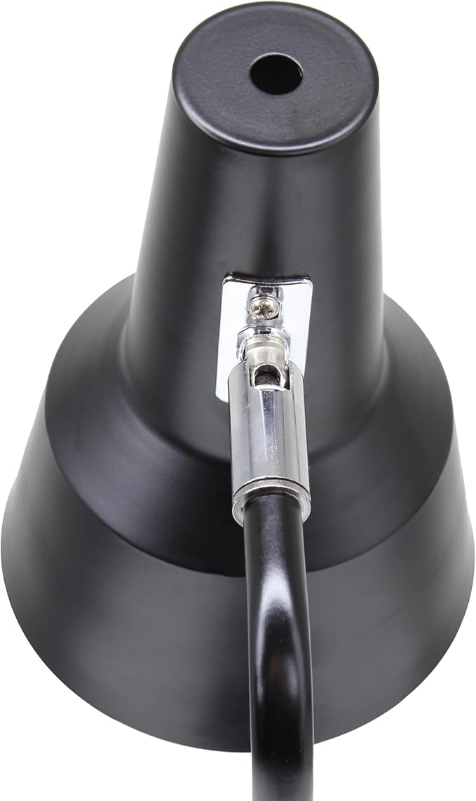 Simple Designs LD1078-BLK 15.2" Sleek Essentials Metal Cone Shade Desk Lamp with Adjustable Shade, for Office, Desk, Nightstand, Dorm, Black