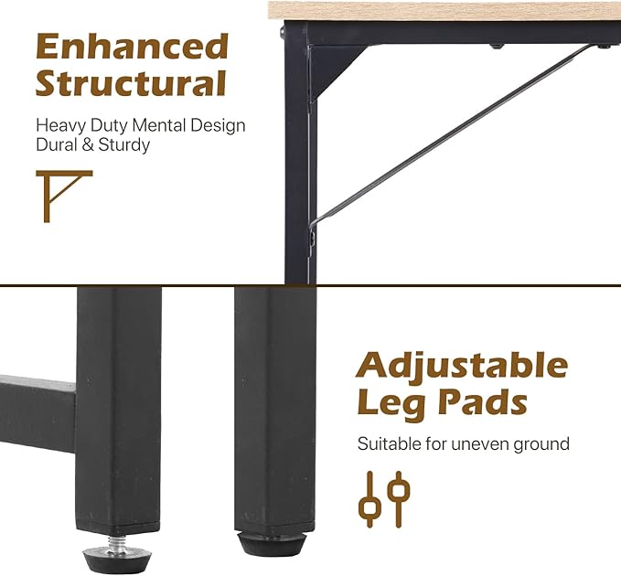 Dkelincs Computer Desk 47” Writing Desk Modern Simple Style Office Desk with Metal Frame for Home Office Easy Assembly,Nature