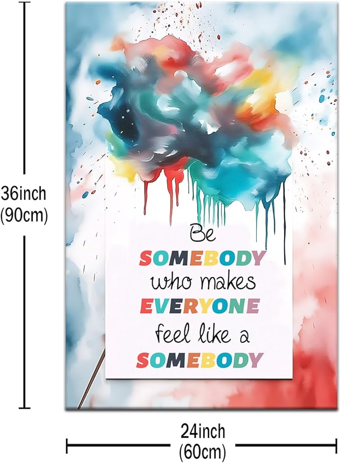 Motivational Wall Art Color Background Inspirational Quotes Poster Print On Canvas for Office Living Room School Office Holtel Wall Decoration Artwork Ready to Hang [24''Wx36''H]