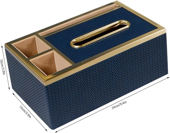 Stylish Tissue Box Rectangular Tissue Box Holder and Modern Leather Tissue Box for Bathroom Bedroom Vanity Night Stands Office Car Home Modern Tissue Box (Color : BlueA) (Blue)