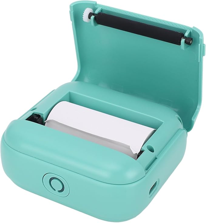 WALFRONT Thermal Label Printer Portable Inkless Label Printer for Home School Office, 203 DPI High Resolution Compact Design 1200mAh Battery (Green)