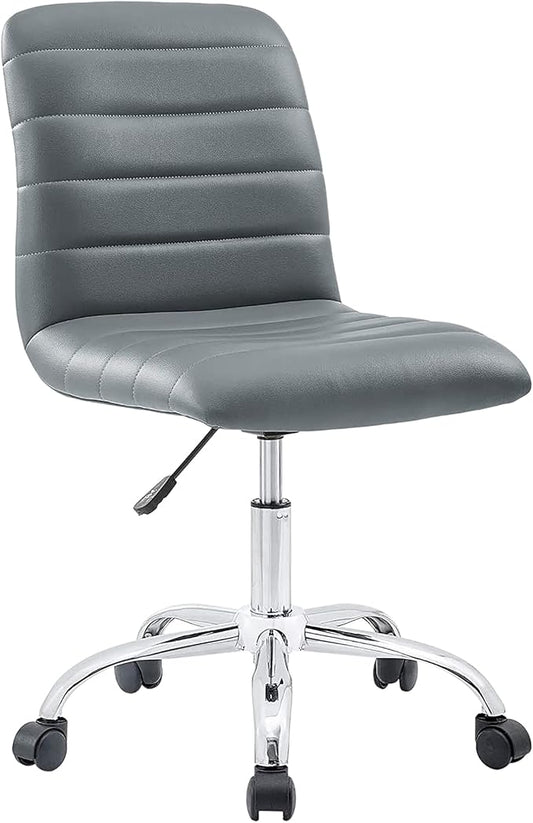 Modway Ripple Ribbed Armless Mid Back Swivel Computer Desk Office Chair In Gray